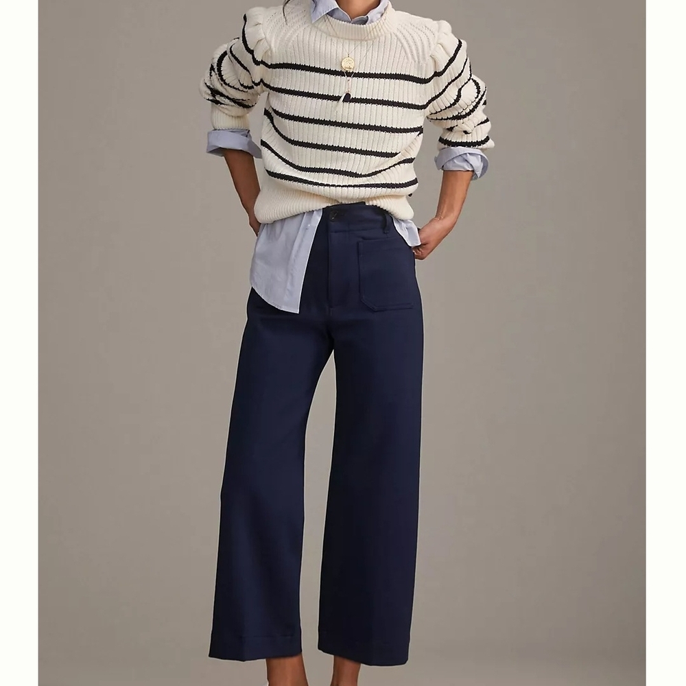 Maeve The Colette Cropped High Waist Navy Blue Ponte Pants 27 S 4 Anthropologie